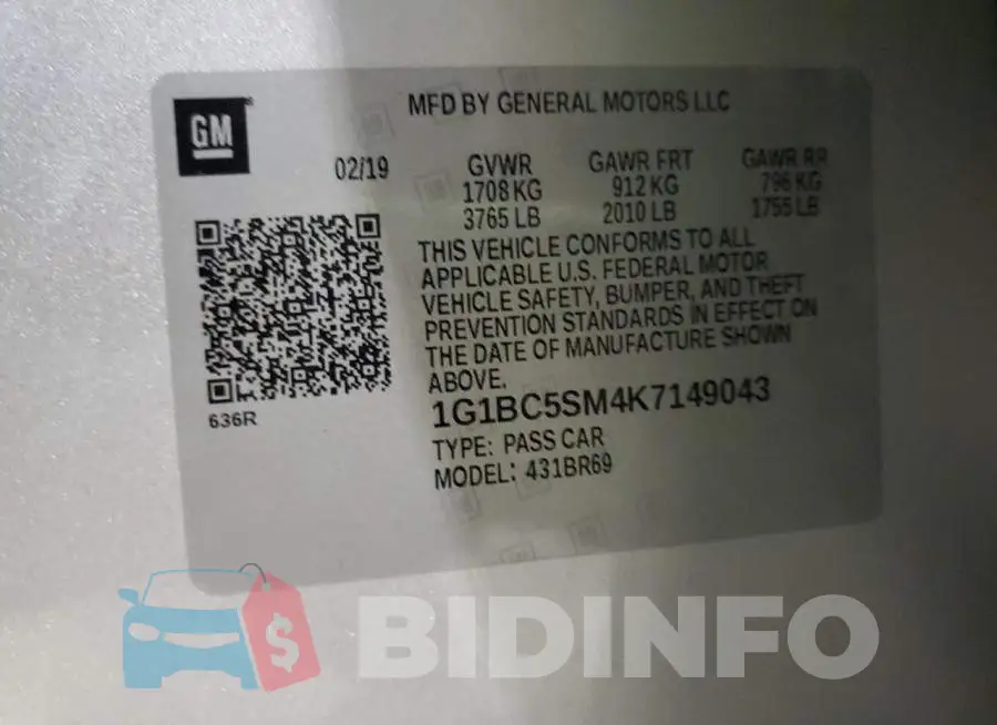 1G1BC5SM4K7149043 Photo# 12