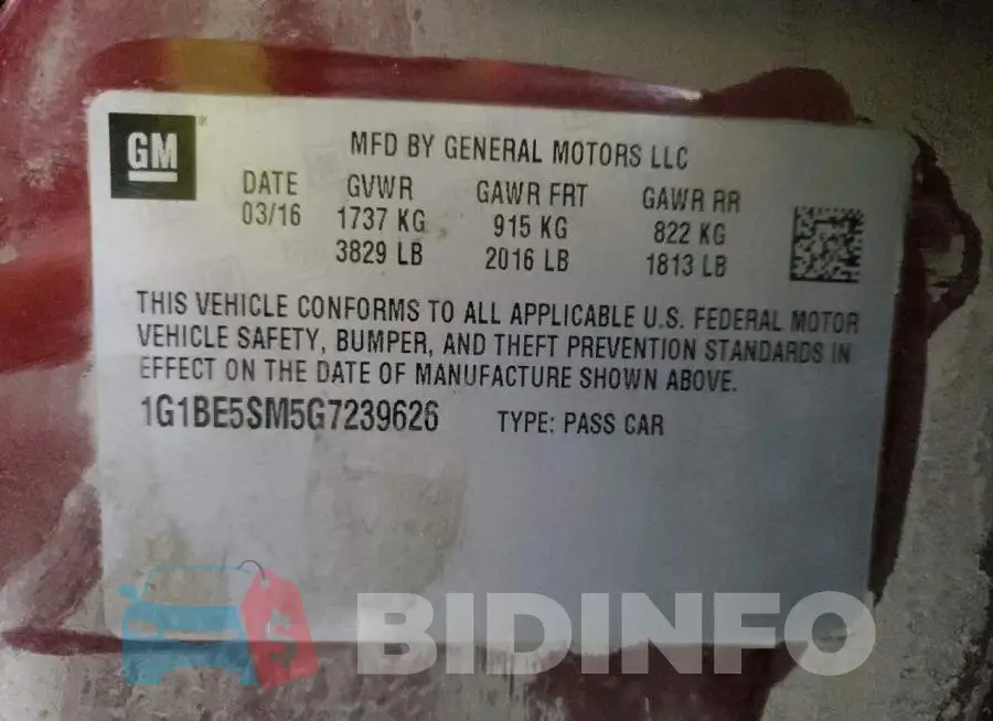 1G1BE5SM5G7239626 Photo# 12