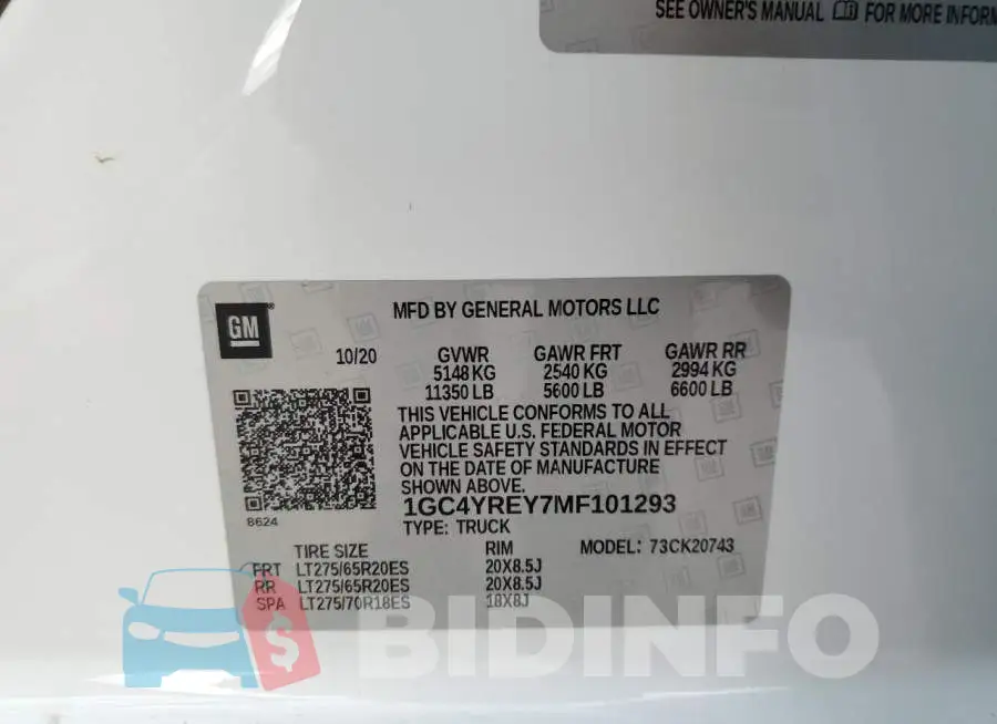 1GC4YREY7MF101293 Photo# 12