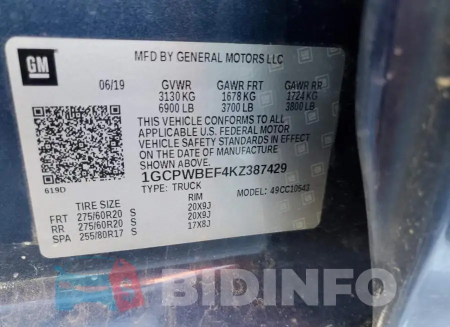1GCPWBEF4KZ387429 Photo# 12