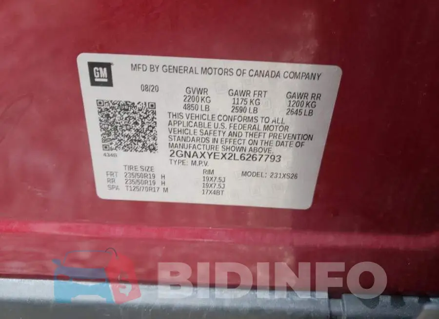 2GNAXYEX2L6267793 Photo# 12