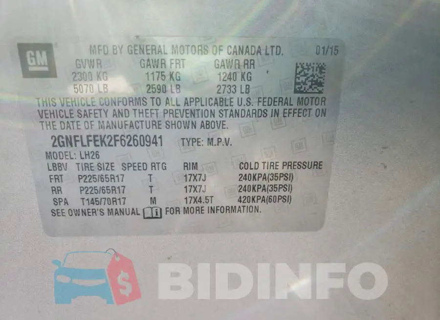 2GNFLFEK2F6260941 Photo# 13