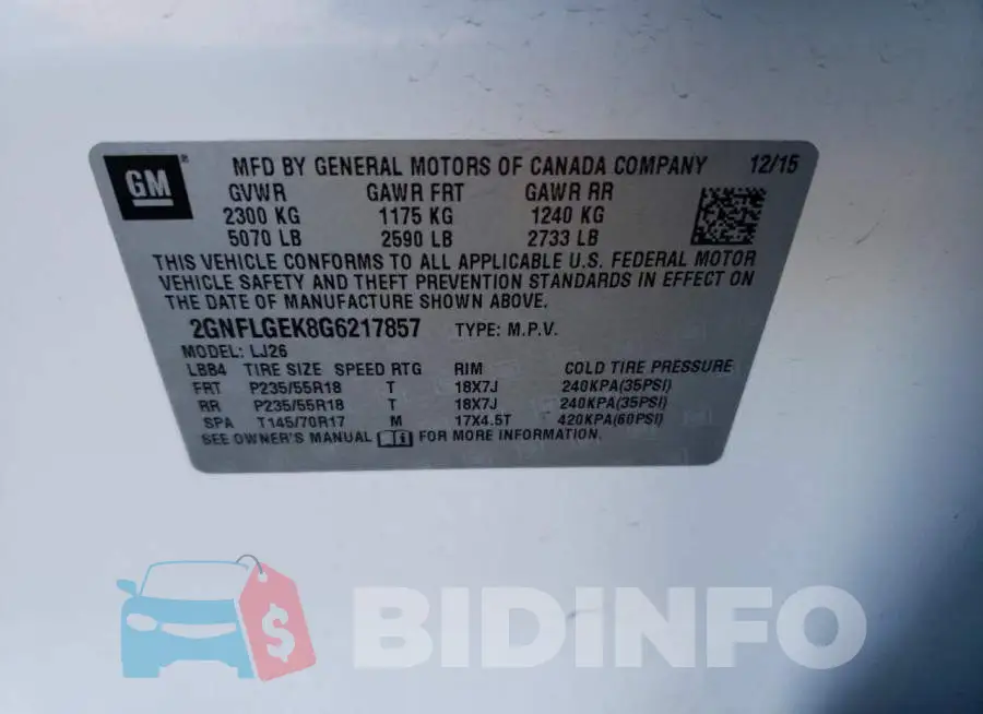 2GNFLGEK8G6217857 Photo# 13