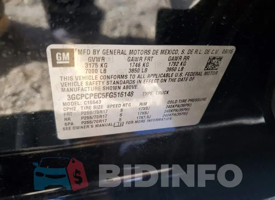 3GCPCPEC5FG516148 Photo# 12