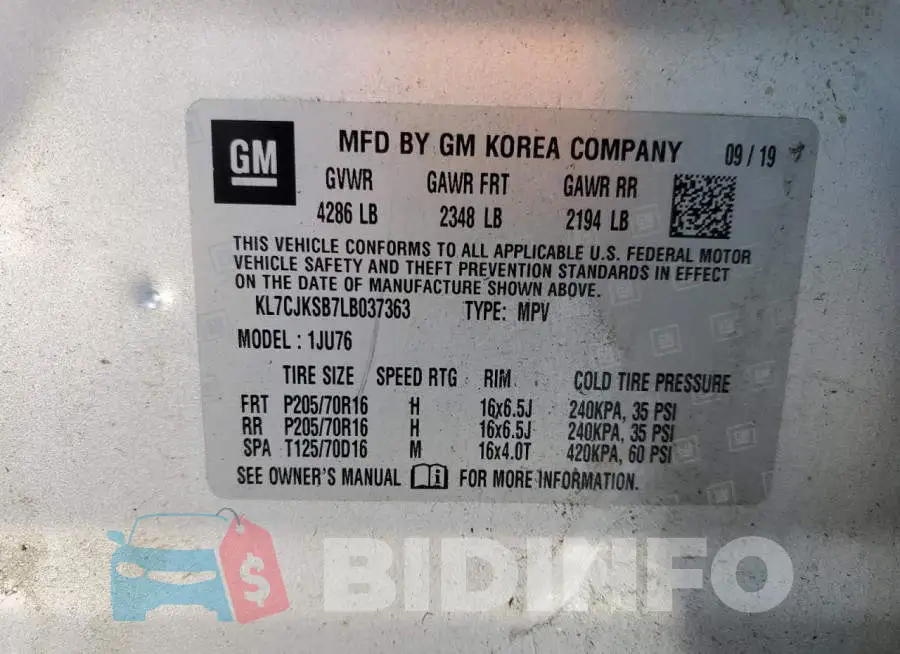 KL7CJKSB7LB037363 Photo# 13