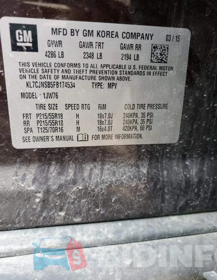 KL7CJNSB5FB174534 Photo# 13