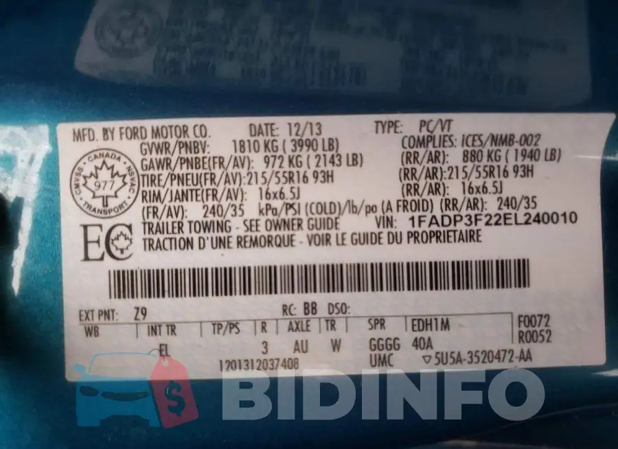 1FADP3F22EL240010 Photo# 13