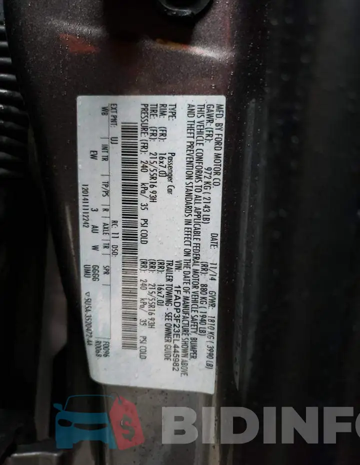 1FADP3F23EL445982 Photo# 12