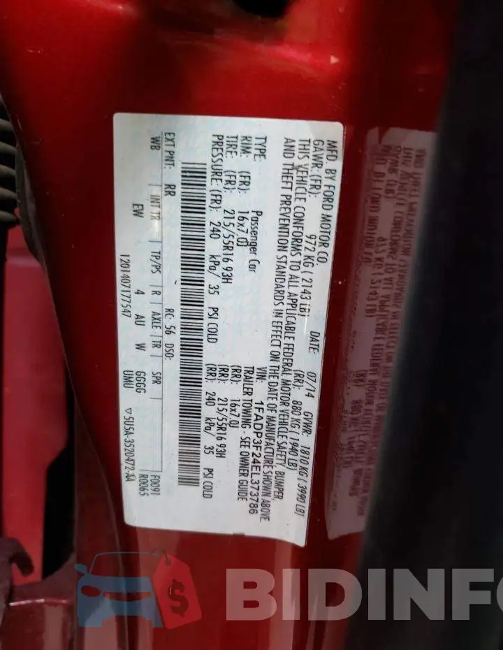 1FADP3F24EL373786 Photo# 12