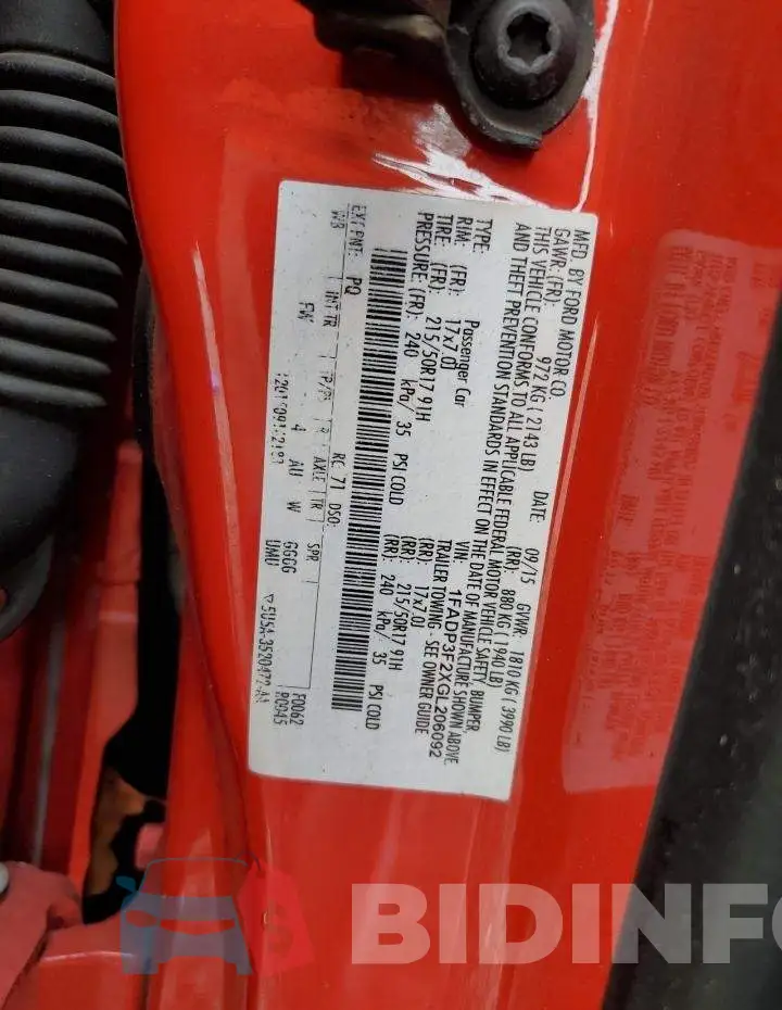 1FADP3F2XGL206092 Photo# 12