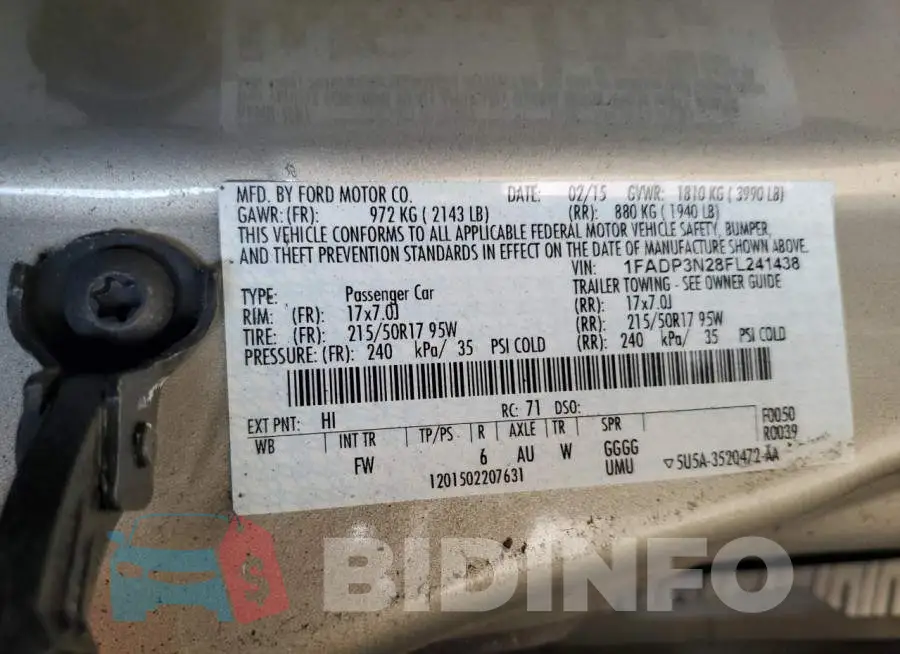 1FADP3N28FL241438 Photo# 12
