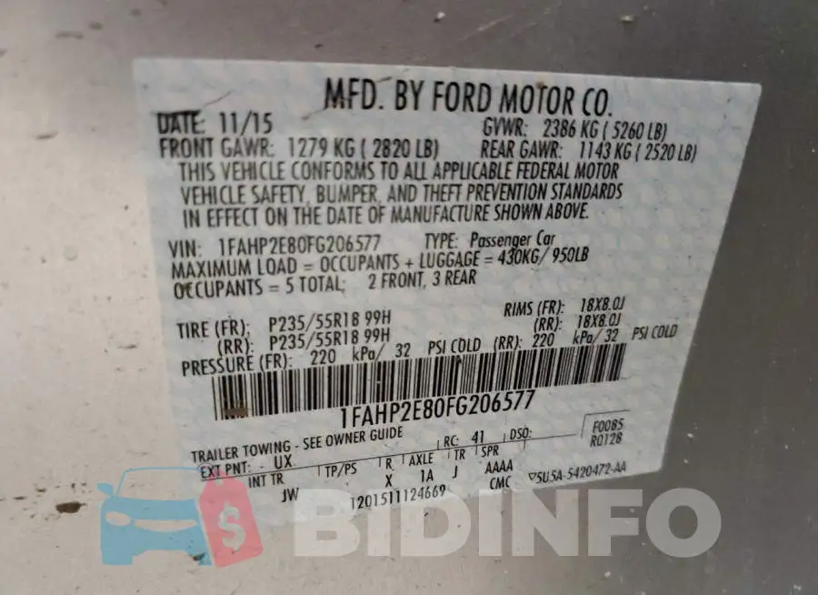 1FAHP2E80FG206577 Photo# 13
