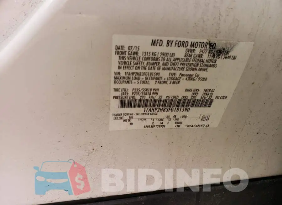1FAHP2H83FG181590 Photo# 12