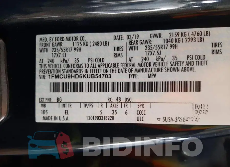 1FMCU9HD6KUB54703 Photo# 13