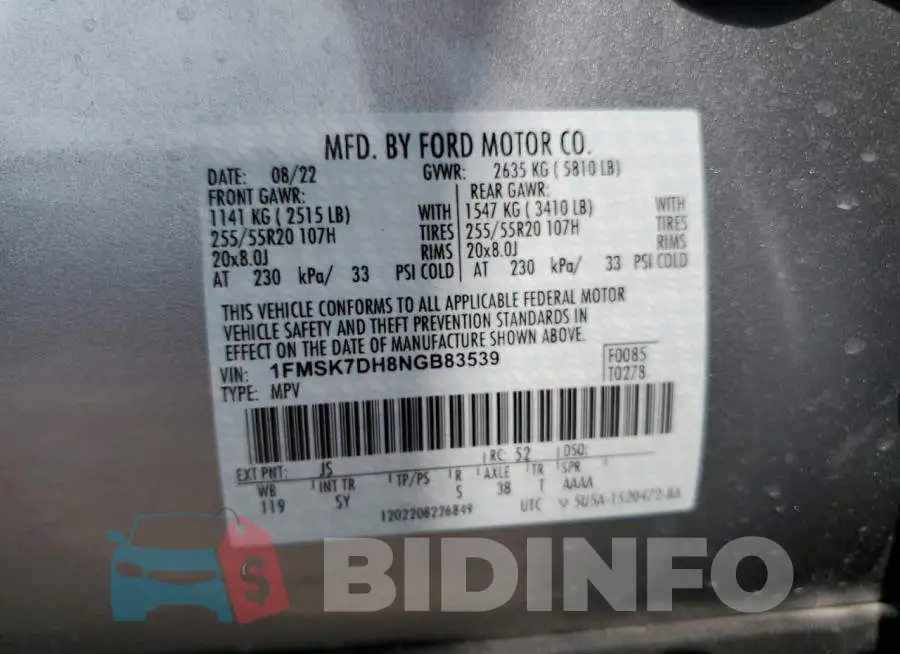 1FMSK7DH8NGB83539 Photo# 13