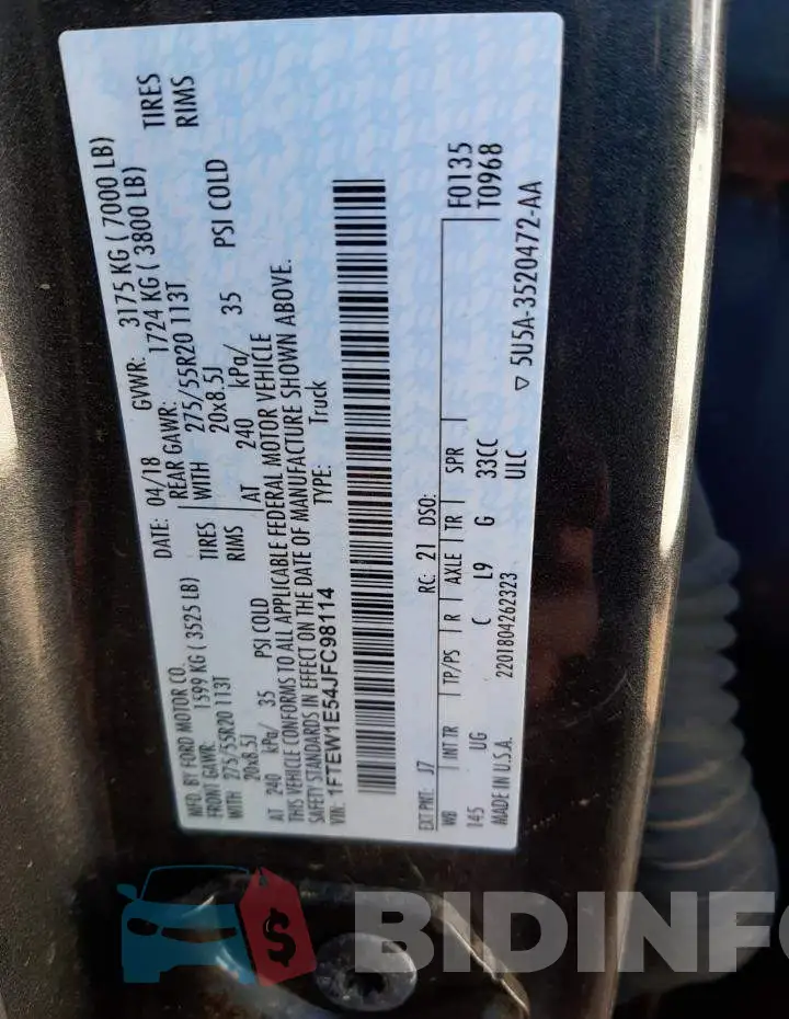 1FTEW1E54JFC98114 Photo# 12