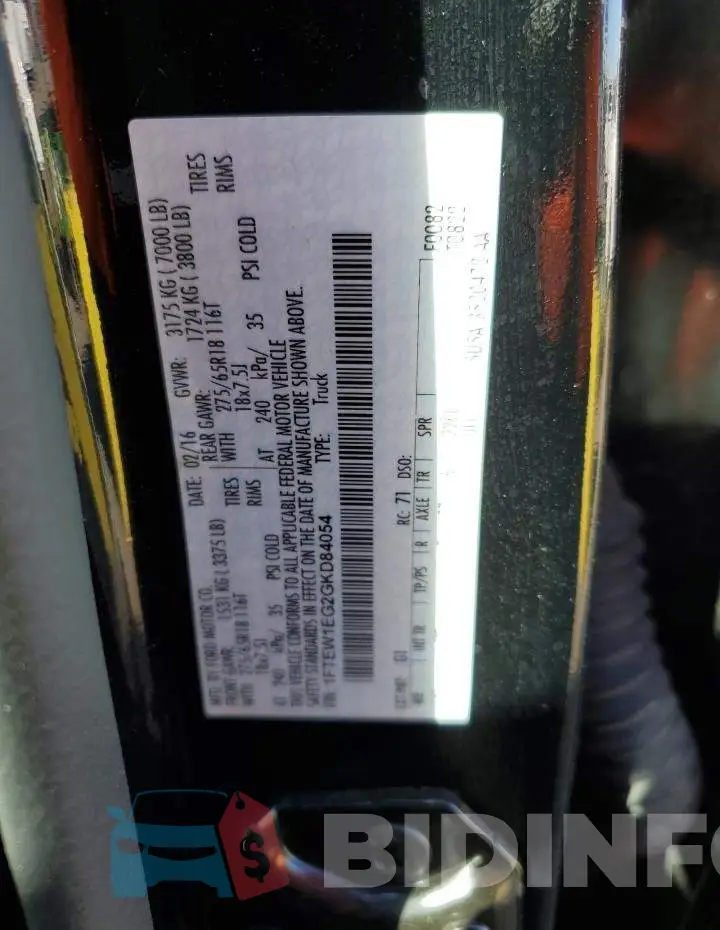 1FTEW1EG2GKD84054 Photo# 13