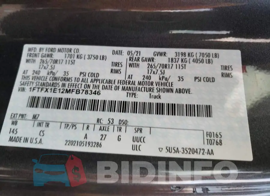 1FTFX1E12MFB78346 Photo# 12