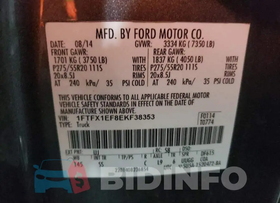 1FTFX1EF8EKF38353 Photo# 12