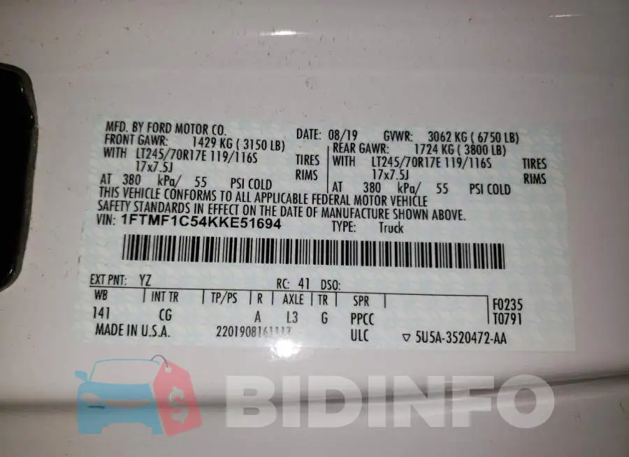 1FTMF1C54KKE51694 Photo# 12