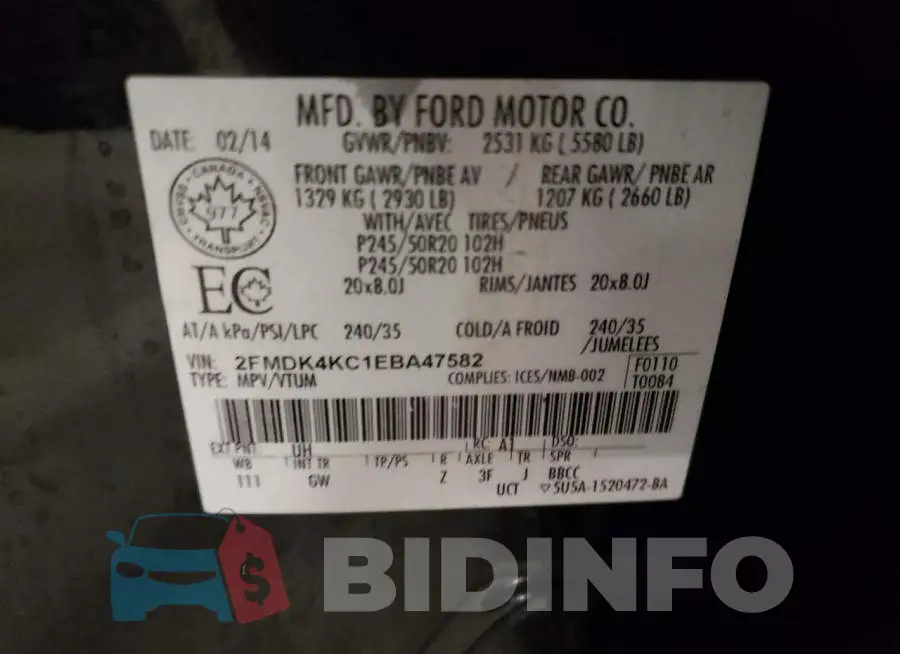 2FMDK4KC1EBA47582 Photo# 12