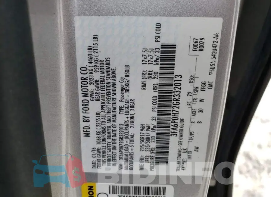 3FA6P0H72GR332013 Photo# 12