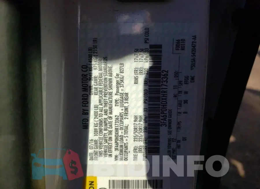 3FA6P0HDXHR173362 Photo# 12