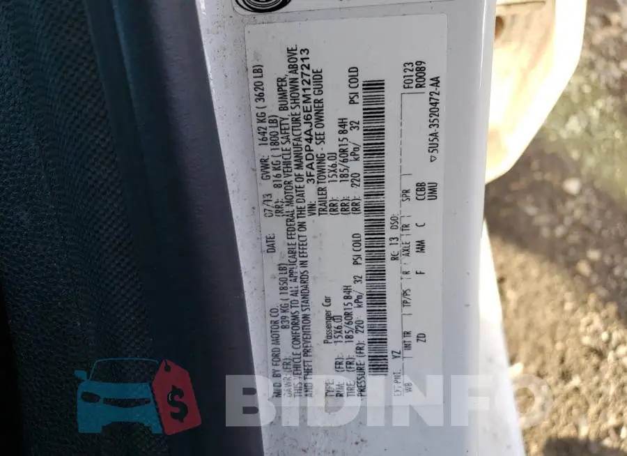 3FADP4AJ6EM127213 Photo# 12