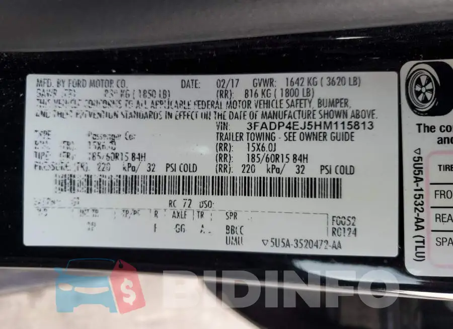 3FADP4EJ5HM115813 Photo# 12