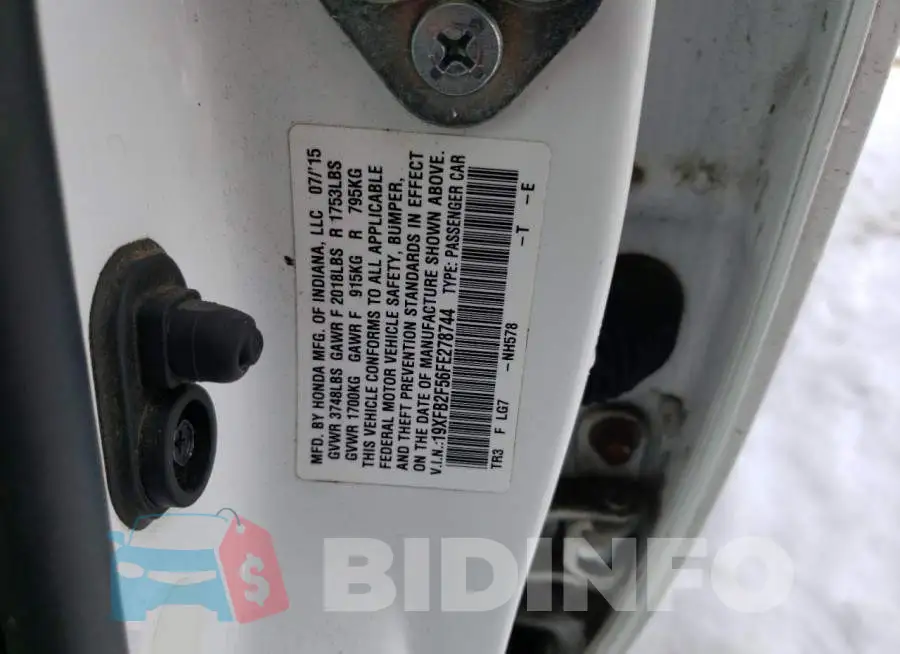 19XFB2F56FE278744 Photo# 12