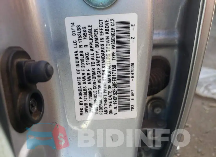 19XFB2F58EE017159 Photo# 12