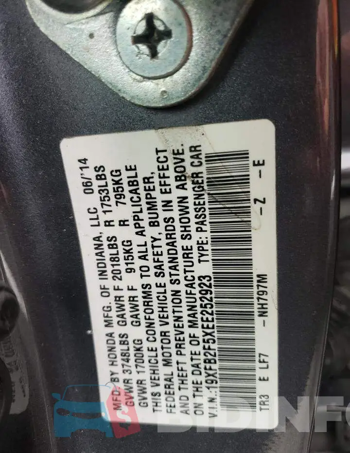 19XFB2F5XEE252923 Photo# 12