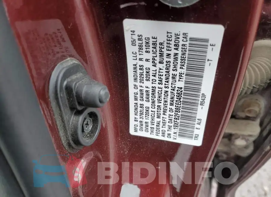 19XFB2F88EE046624 Photo# 12