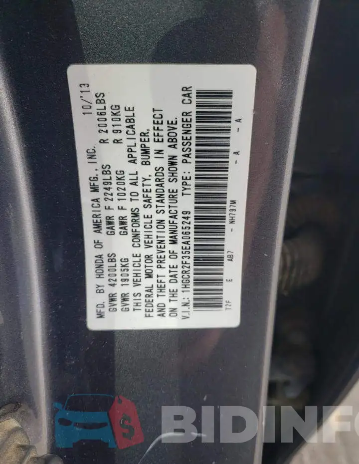 1HGCR2F35EA065249 Photo# 12