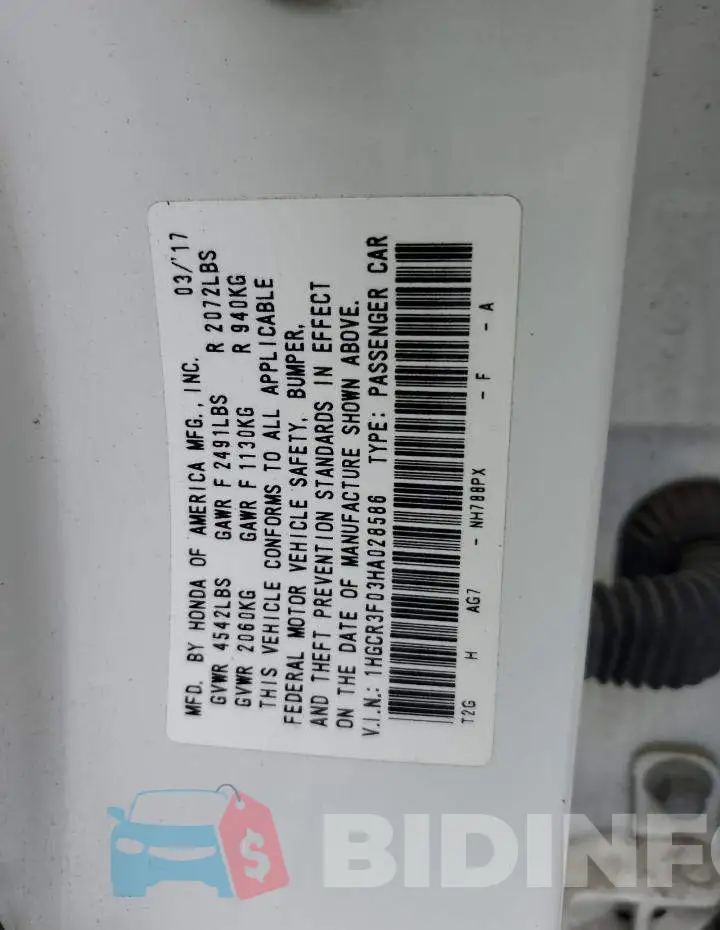 1HGCR3F03HA028586 Photo# 12