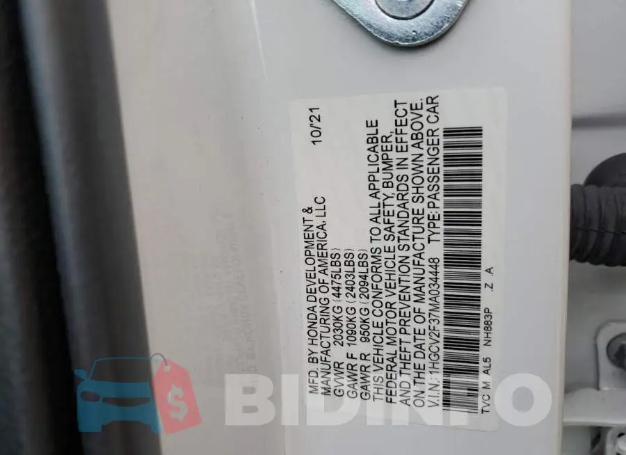 1HGCV2F37MA034448 Photo# 12