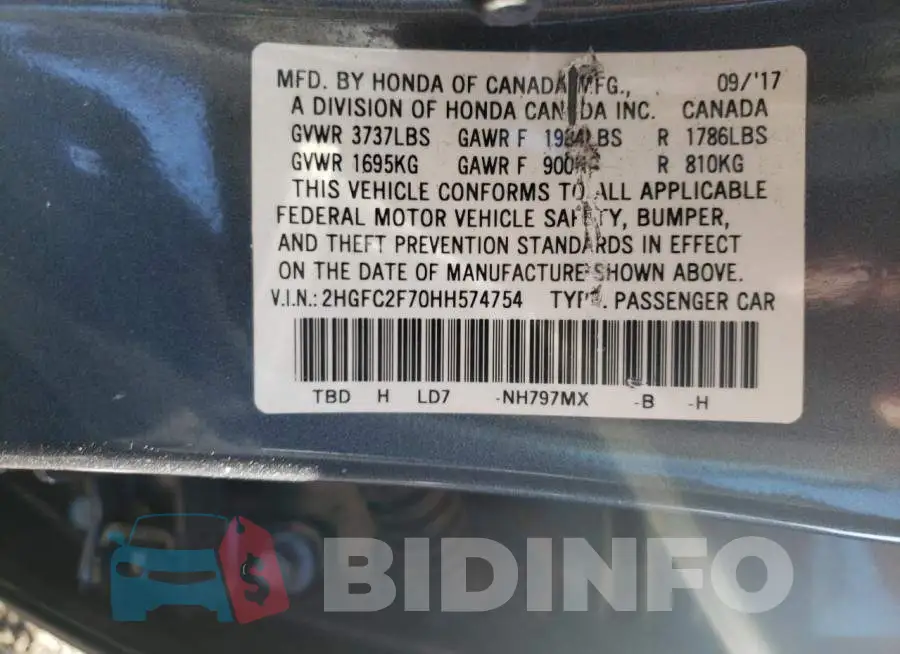 2HGFC2F70HH574754 Photo# 12