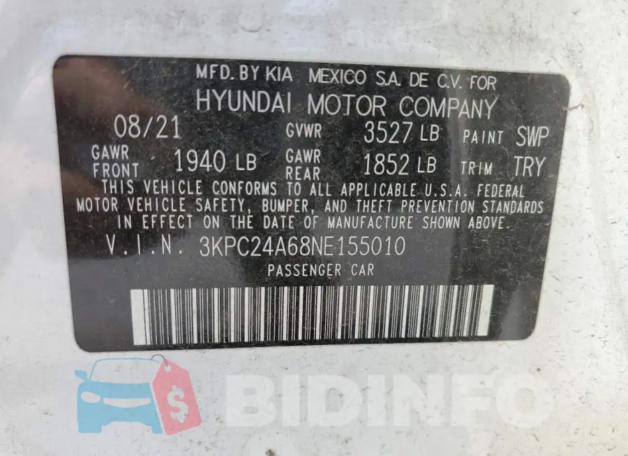 3KPC24A68NE155010 Photo# 12