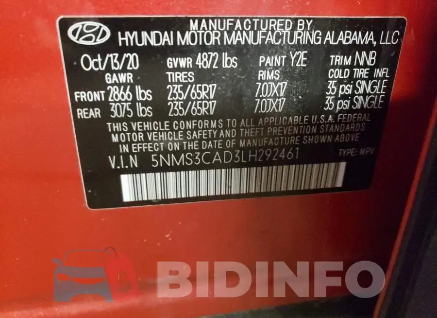 5NMS3CAD3LH292461 Photo# 13