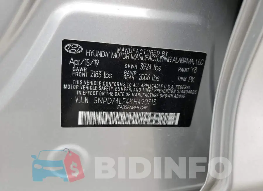 5NPD74LF4KH490713 Photo# 12