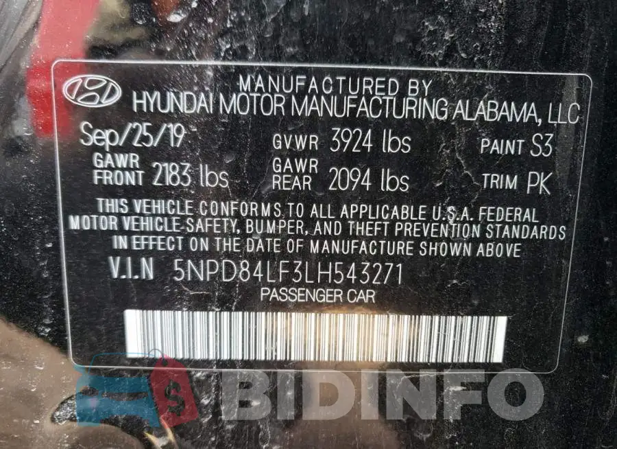 5NPD84LF3LH543271 Photo# 13