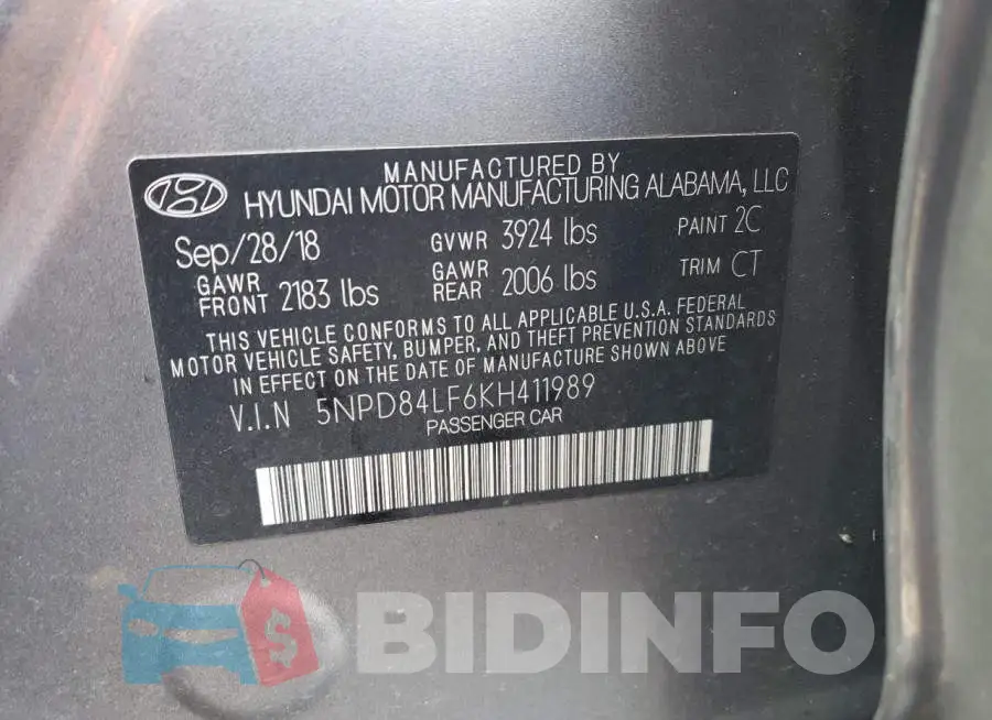 5NPD84LF6KH411989 Photo# 12