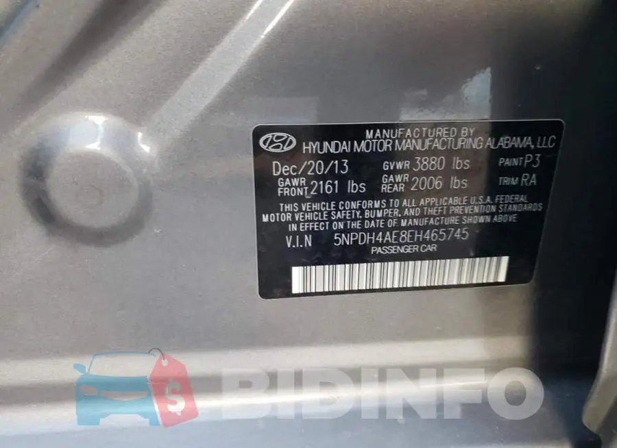 5NPDH4AE8EH465745 Photo# 12