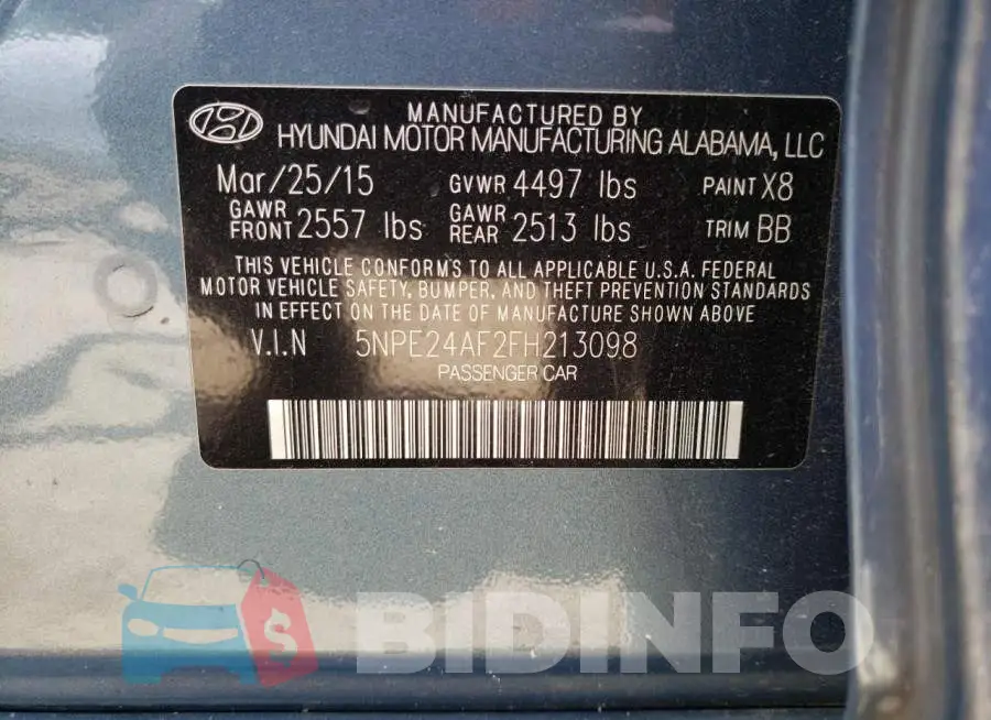 5NPE24AF2FH213098 Photo# 10