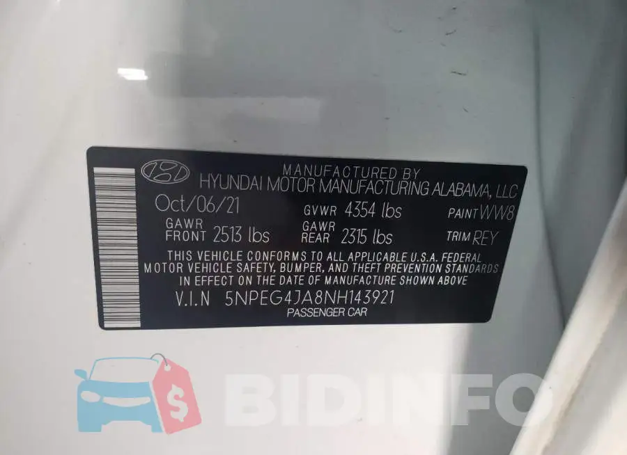 5NPEG4JA8NH143921 Photo# 13