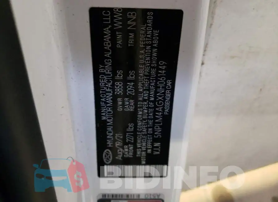 5NPLM4AGXNH061449 Photo# 12
