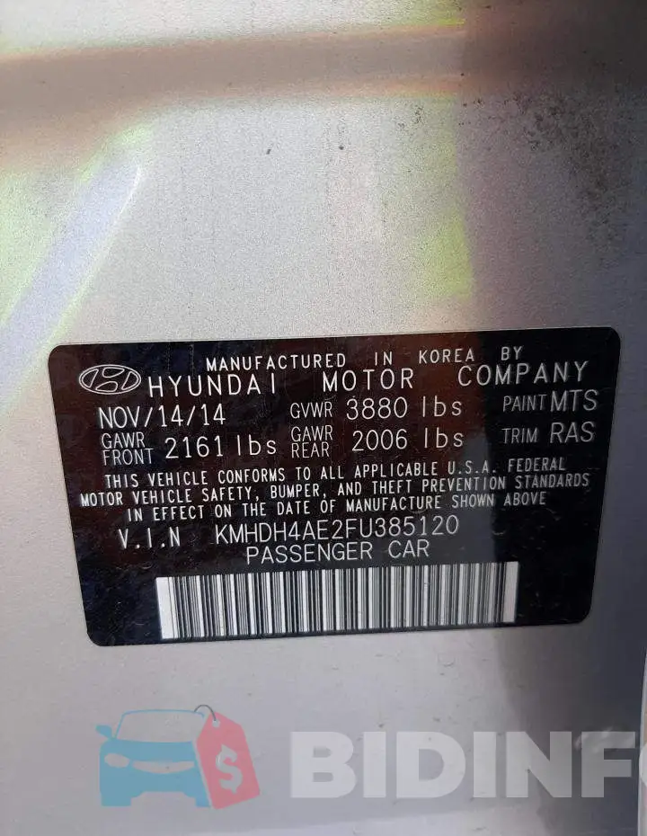 KMHDH4AE2FU385120 Photo# 10