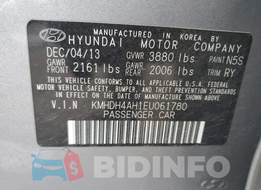 KMHDH4AH1EU061780 Photo# 12