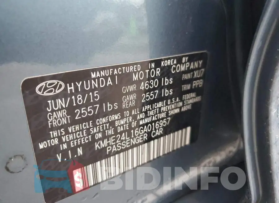 KMHE24L16GA016957 Photo# 12