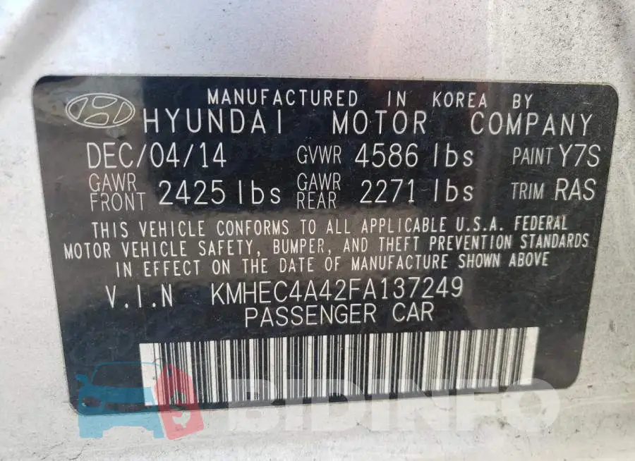 KMHEC4A42FA137249 Photo# 12